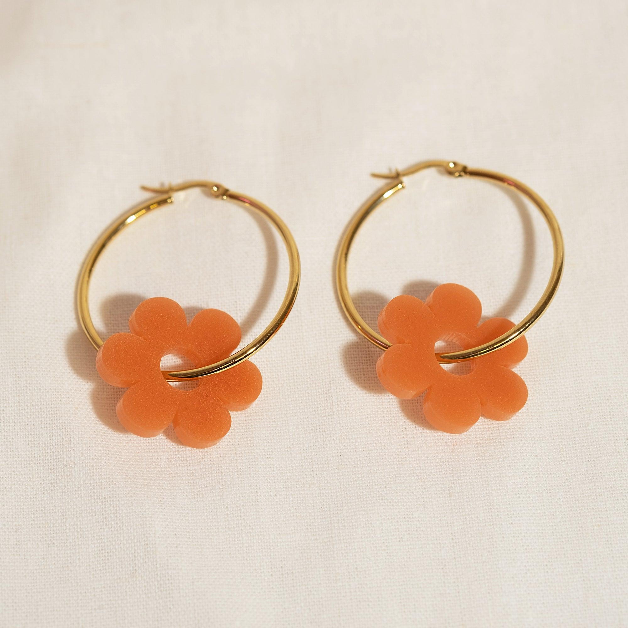 Terracotta Daisy Hoop Earrings - Sleepy Mountain