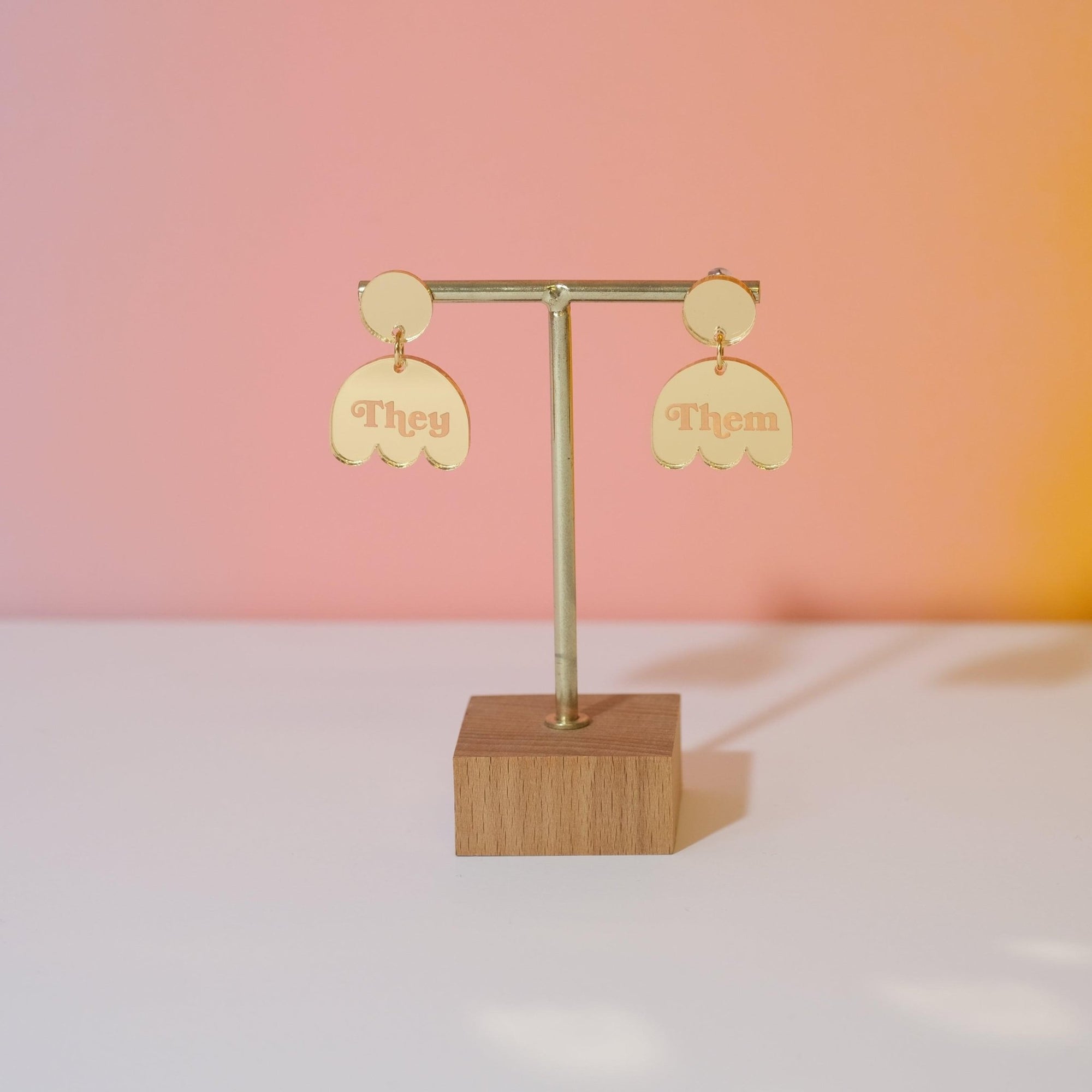 They/Them - Pronoun Dangle Earrings - Sleepy Mountain