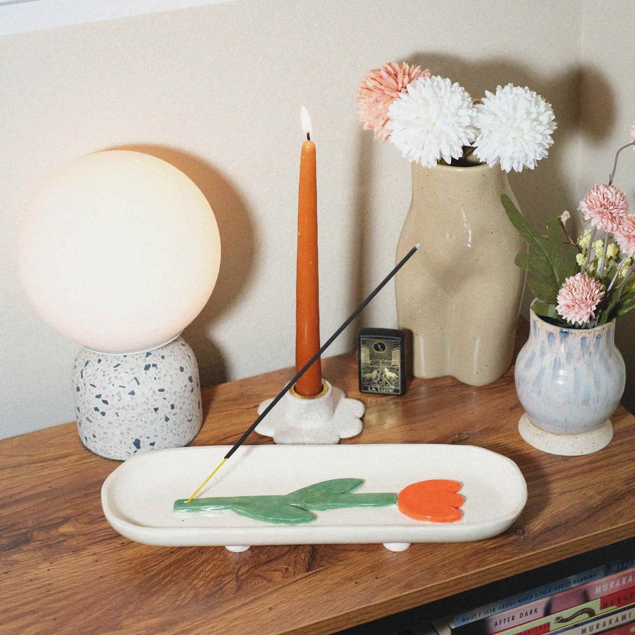 Tulip ceramic incense holder - Sleepy Mountain