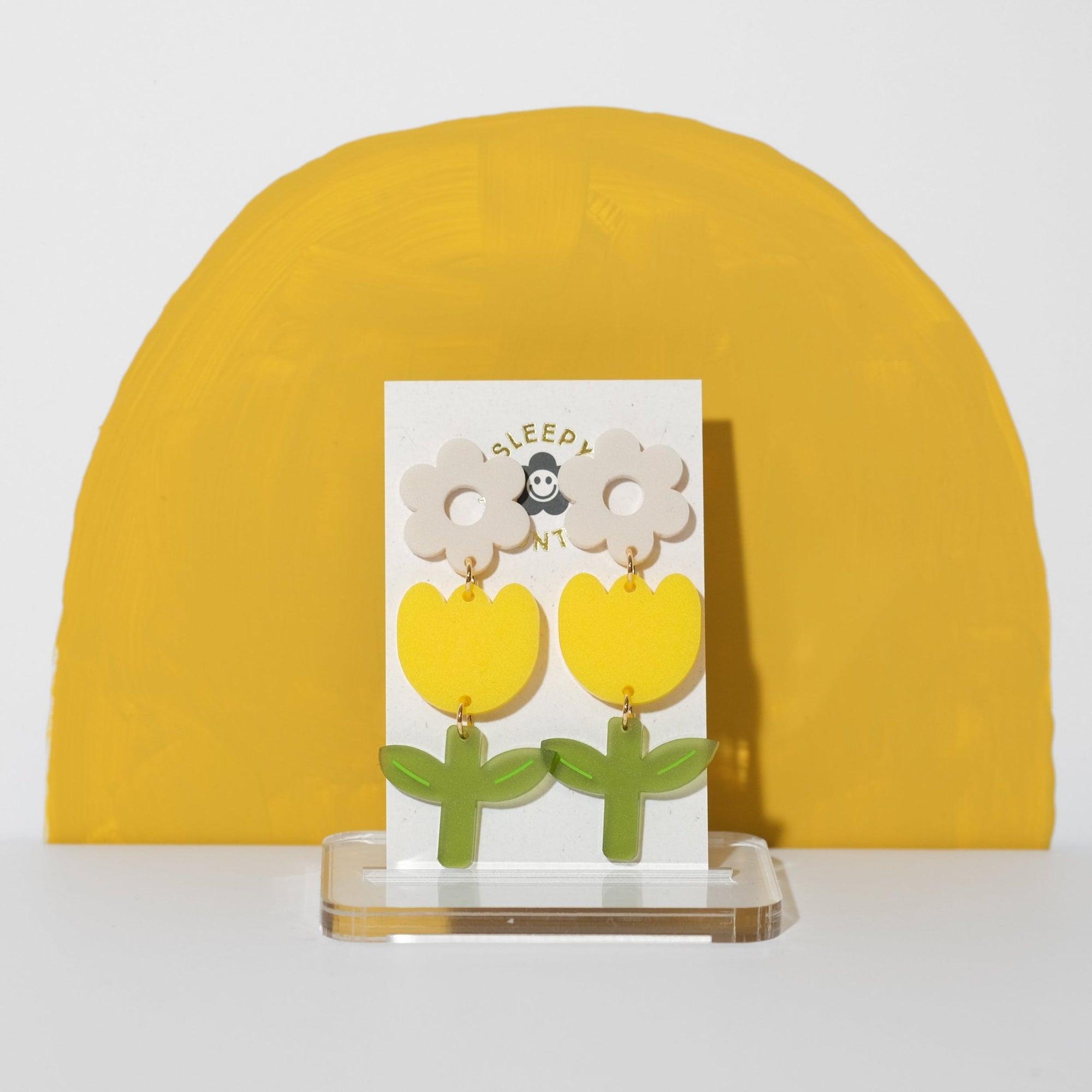 Tulip Dangle Earrings in Yellow - Sleepy Mountain
