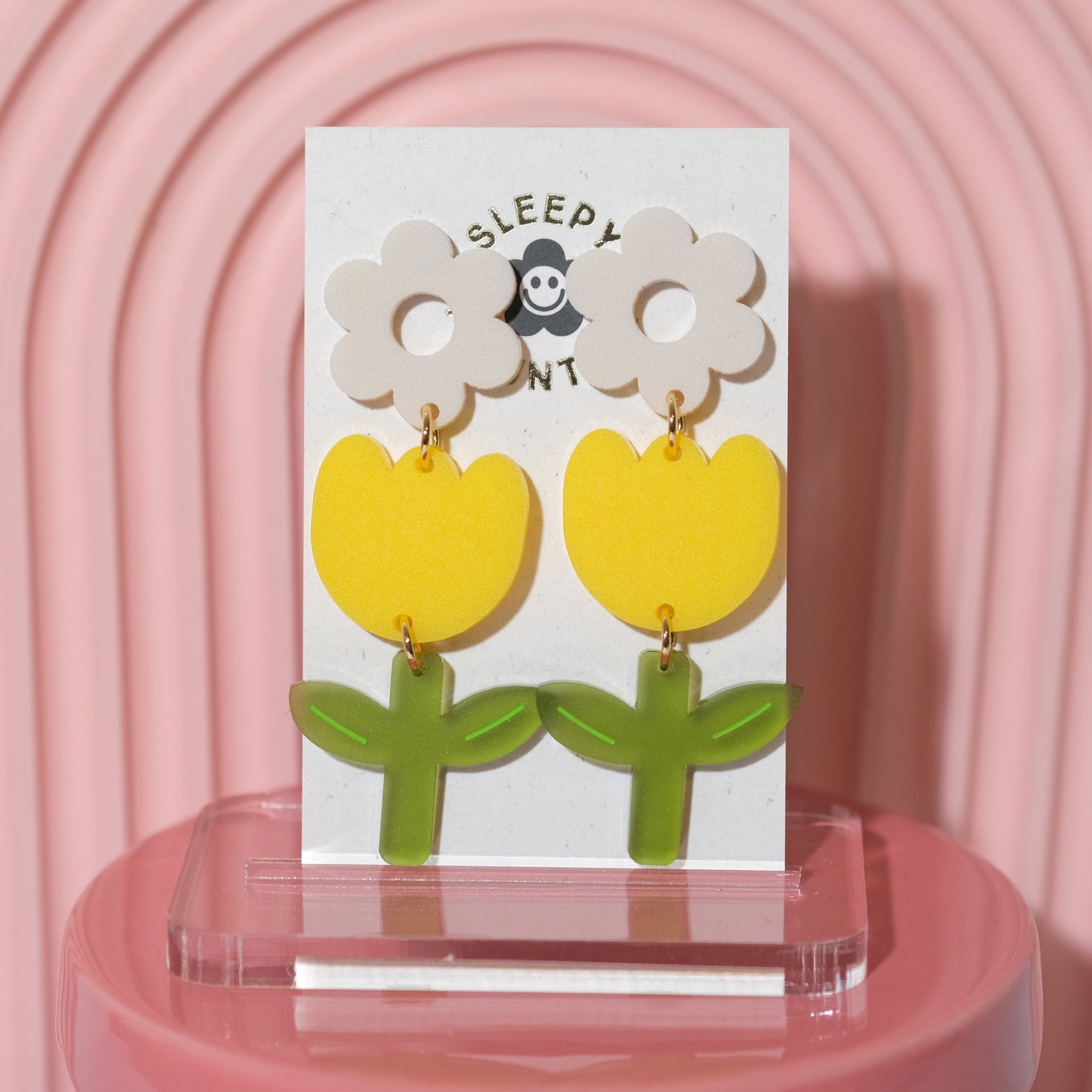 Tulip Dangle Earrings in Yellow - Sleepy Mountain