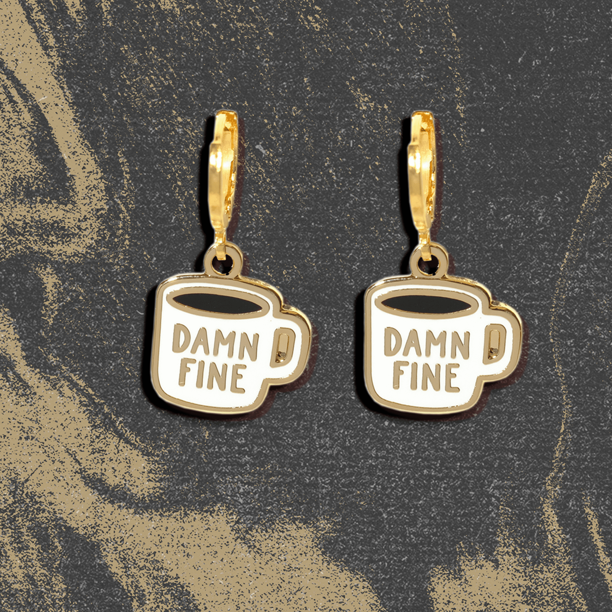 Twin Peaks damn fine coffee huggie hoop earrings - Sleepy Mountain