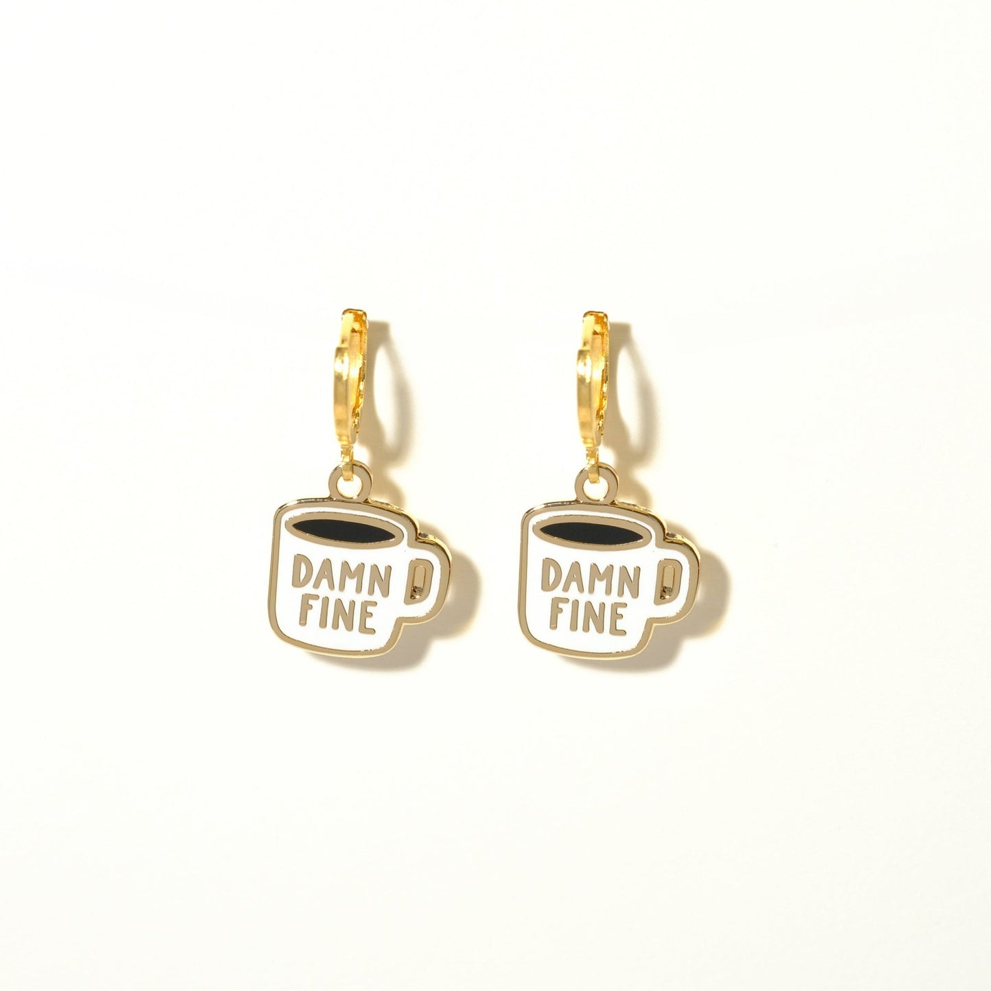 Twin Peaks damn fine coffee huggie hoop earrings - Sleepy Mountain