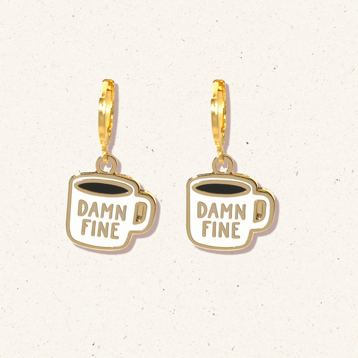 Twin Peaks damn fine coffee huggie hoop earrings - Sleepy Mountain