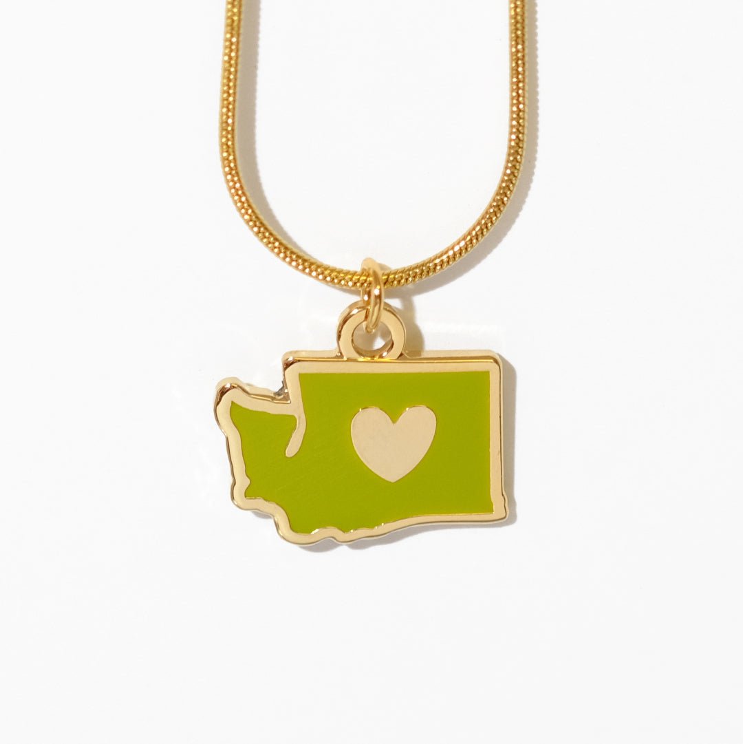 Washington State heart necklace - Sleepy Mountain