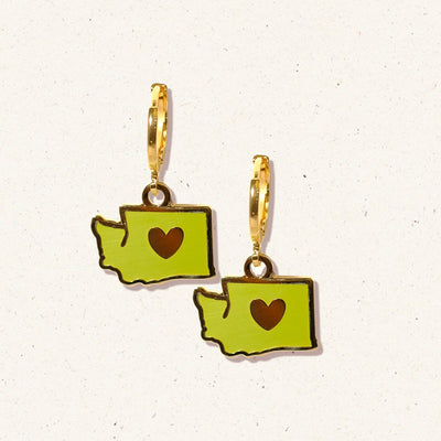 Washington state love huggie hoop earrings - Sleepy Mountain