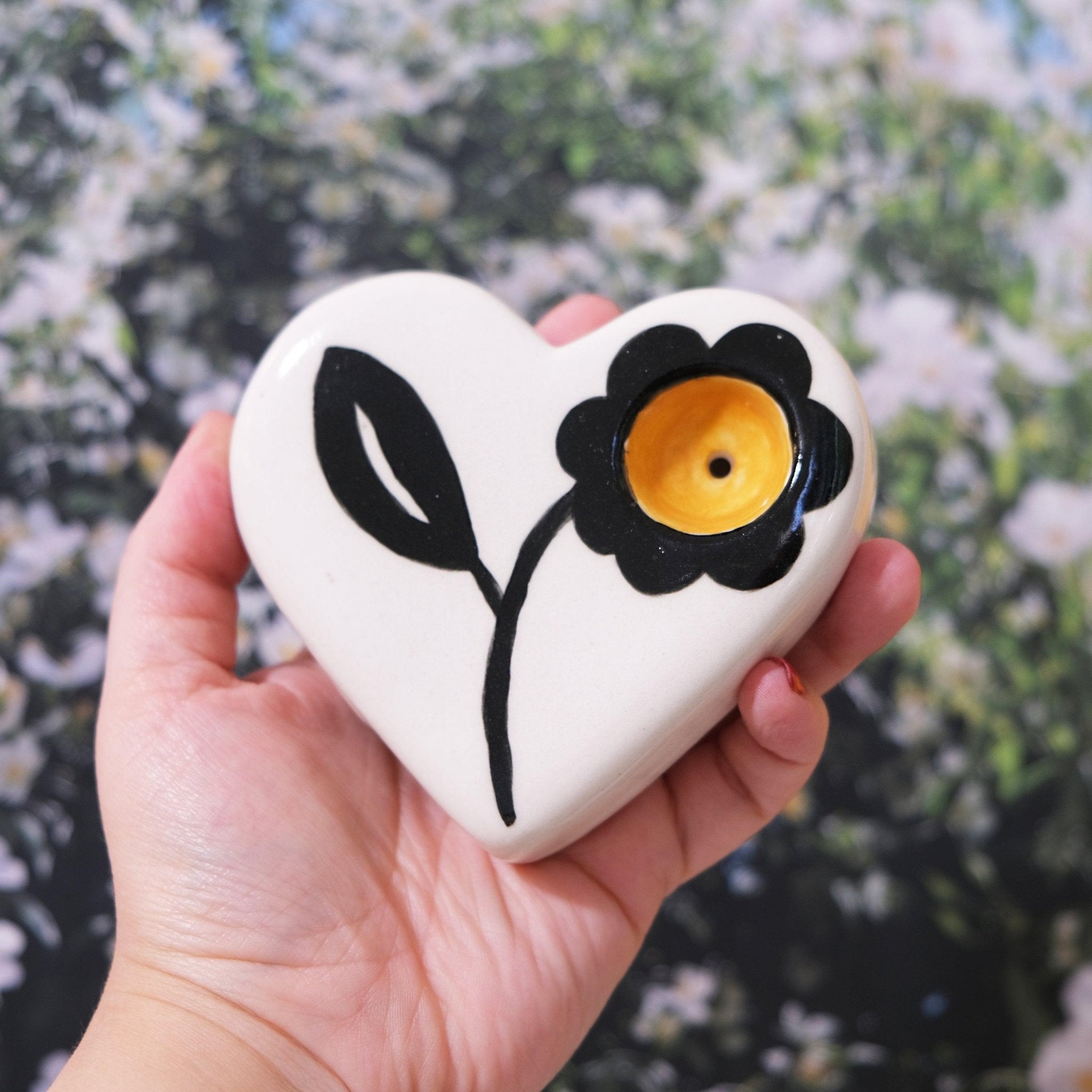 Yellow Flower Porcelain Heart - Sleepy Mountain