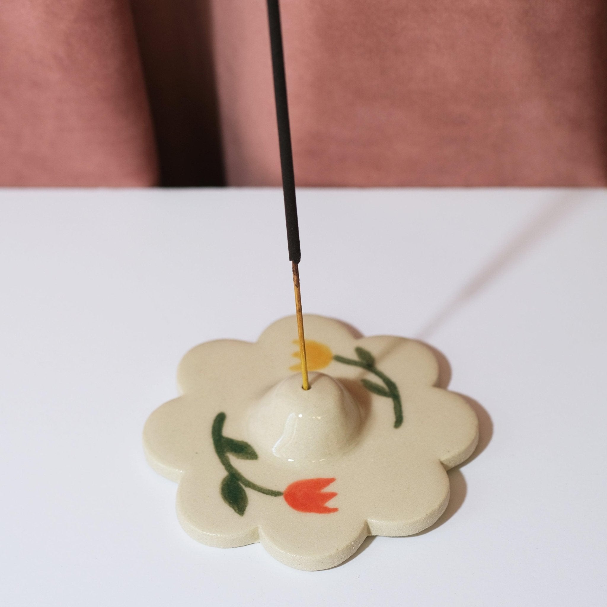 Tulip Flower Ceramic Incense Holder - Sleepy Mountain
