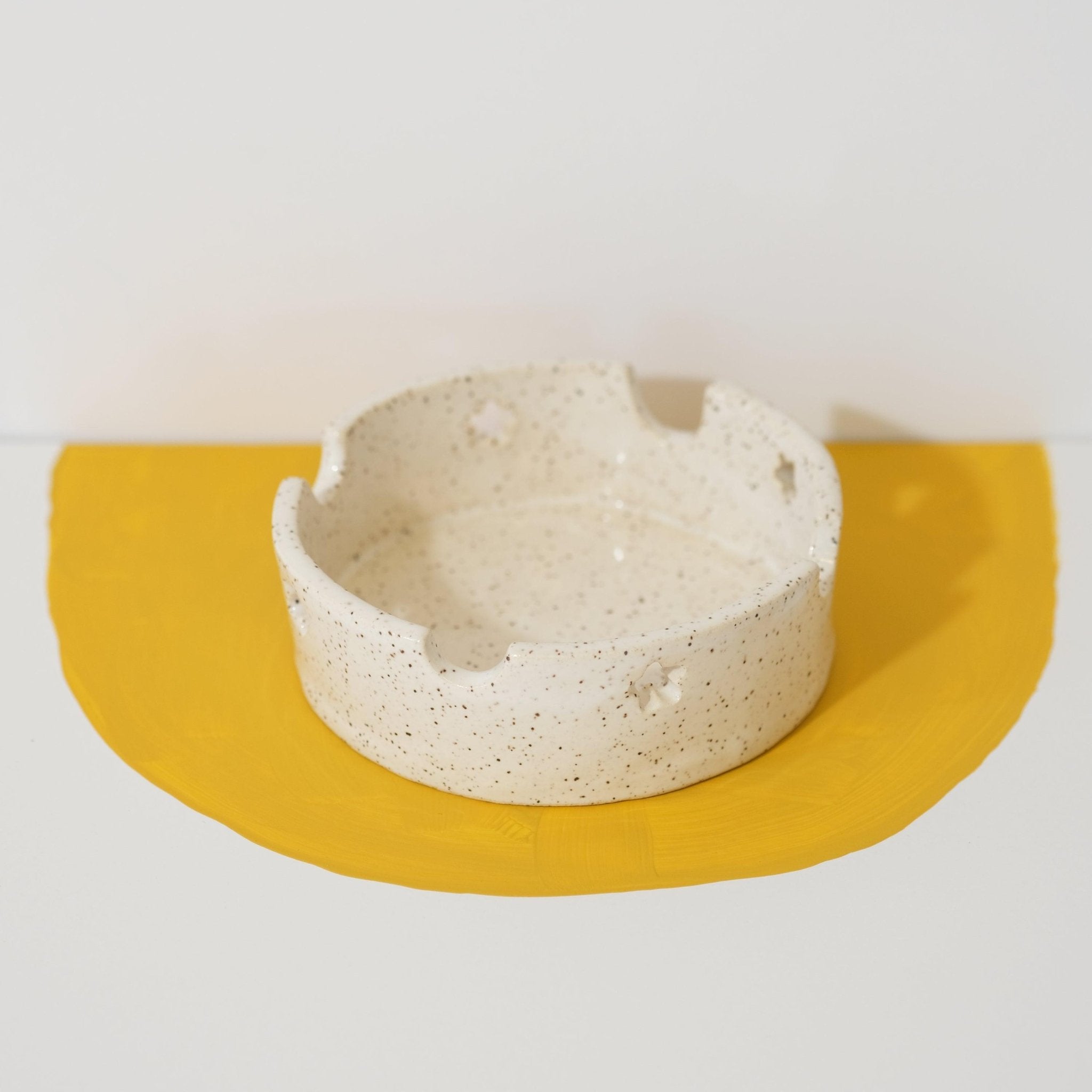 White Speckled Ceramic Ashtray - Sleepy Mountain