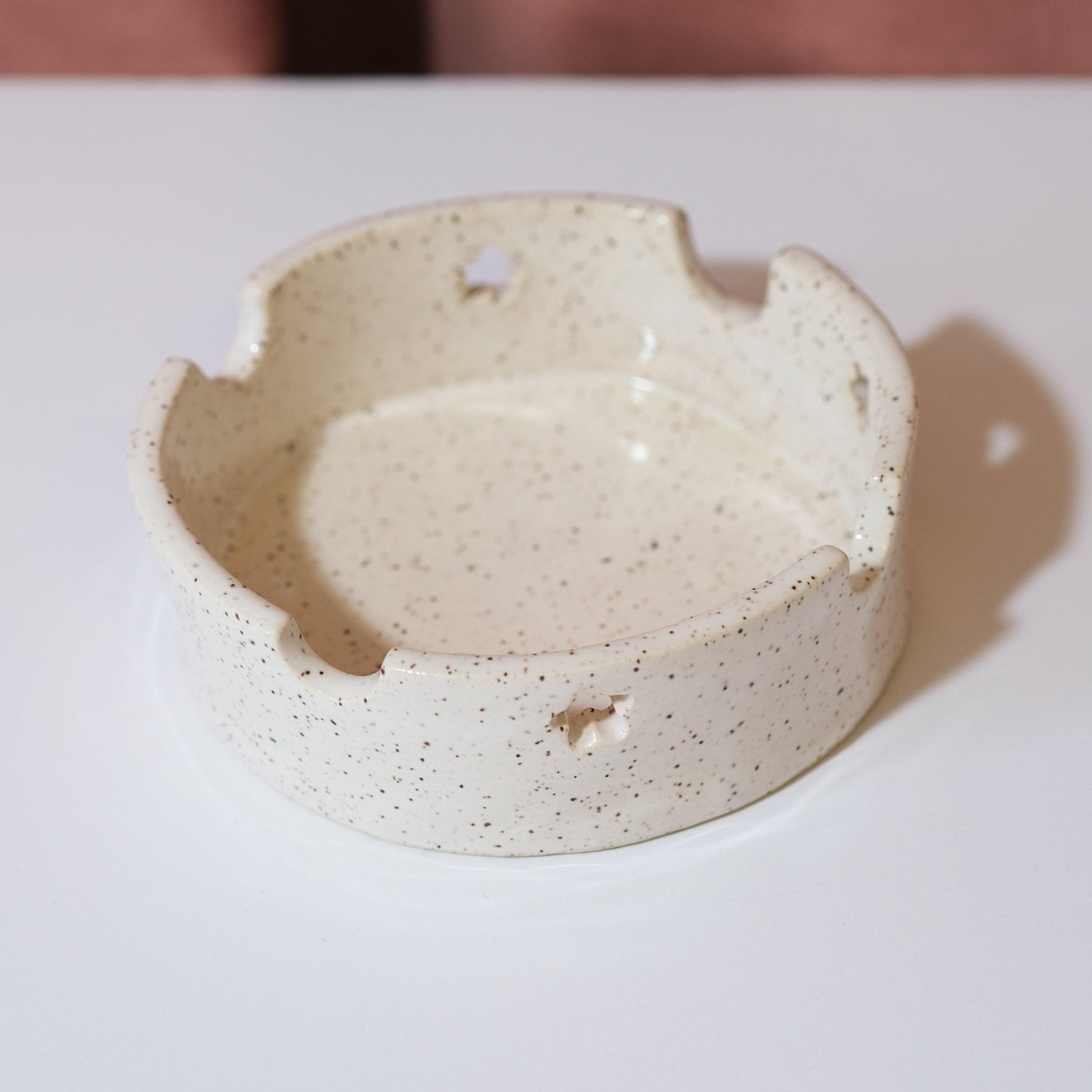 White Speckled Ceramic Ashtray - Sleepy Mountain