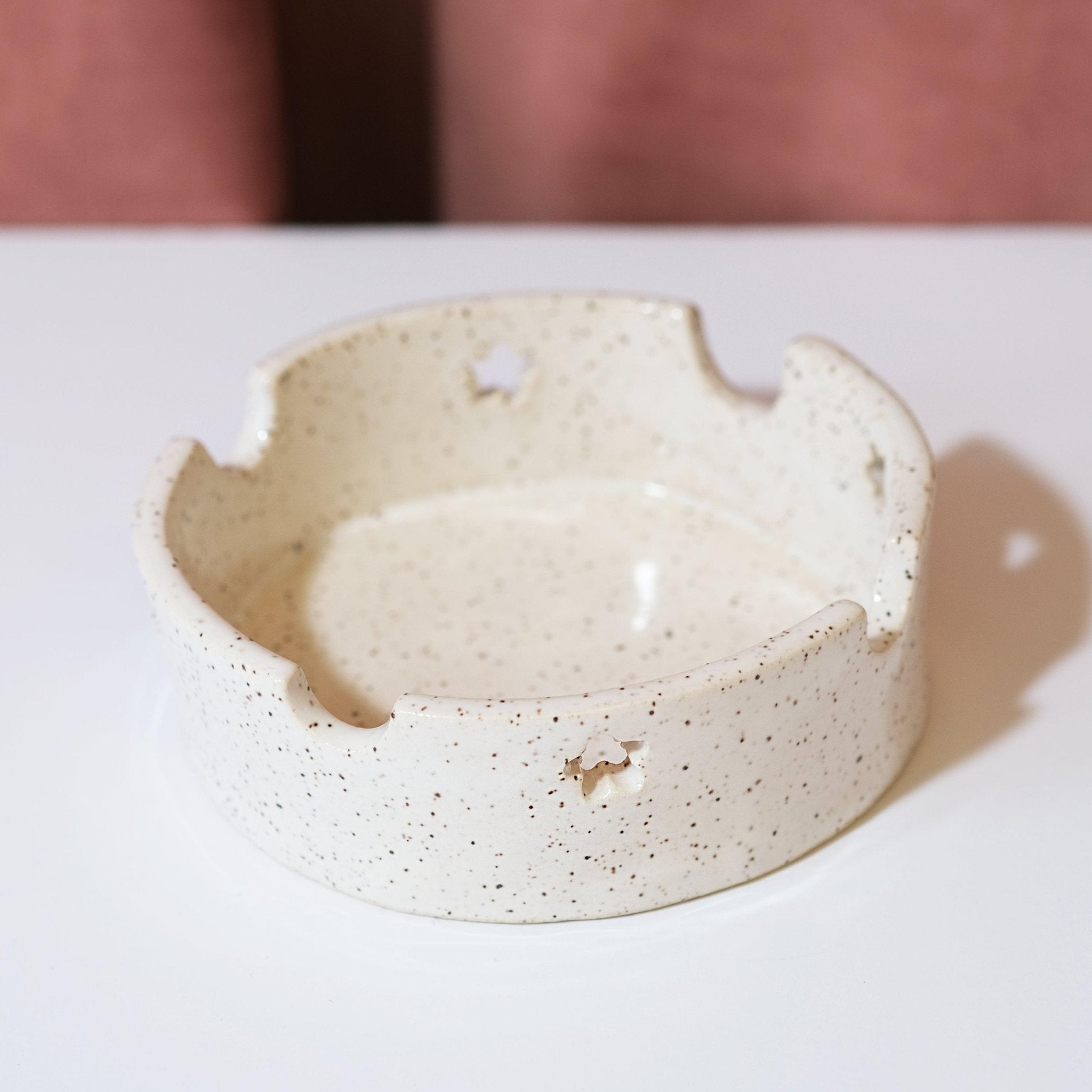 White Speckled Ceramic Ashtray - Sleepy Mountain
