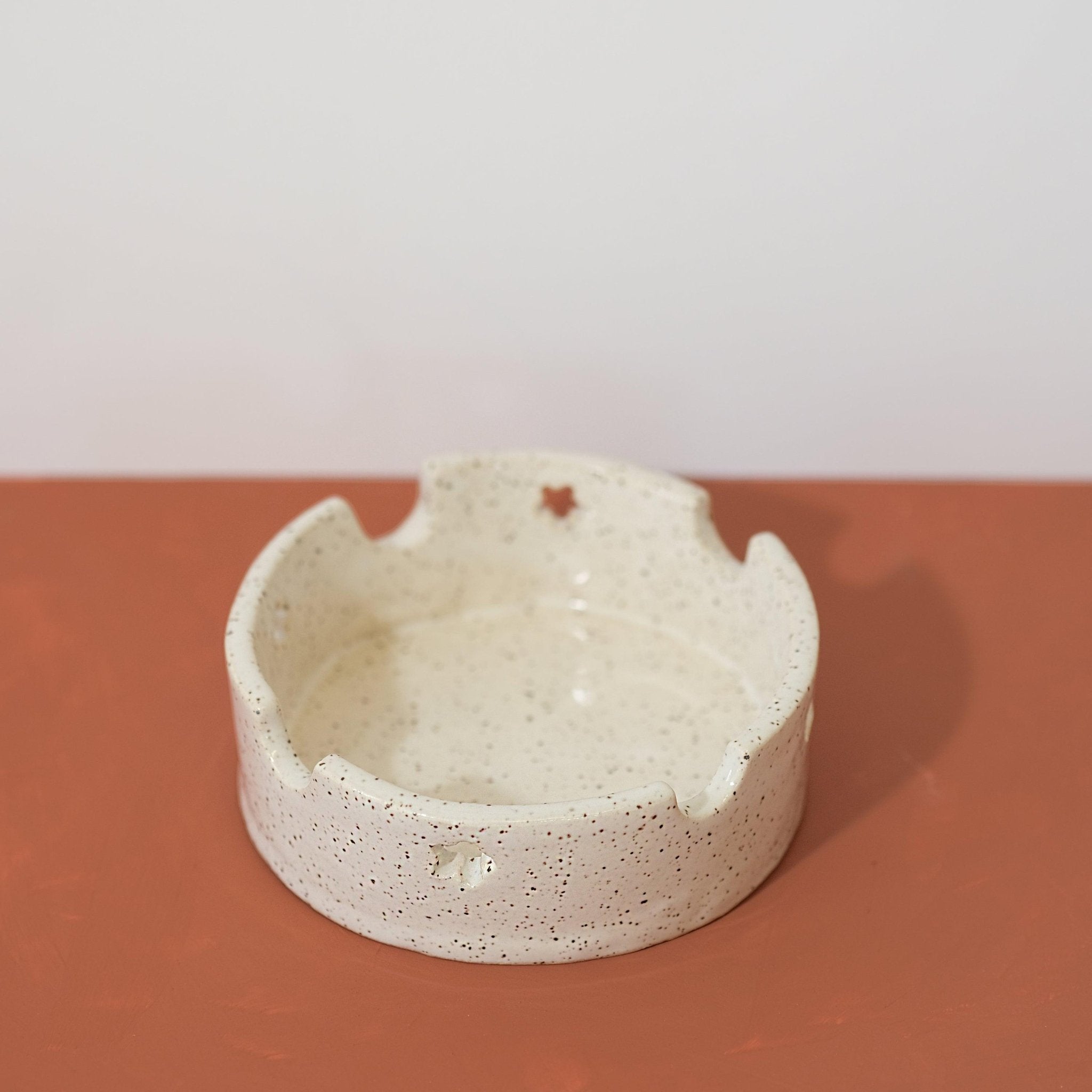 White Speckled Ceramic Ashtray - Sleepy Mountain